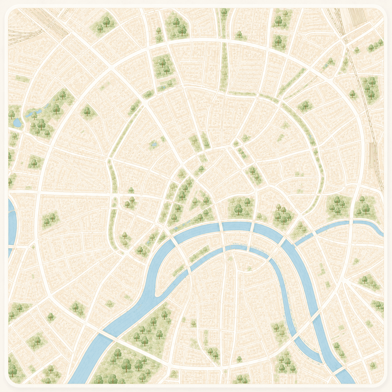 Акварельная карта города Rizq